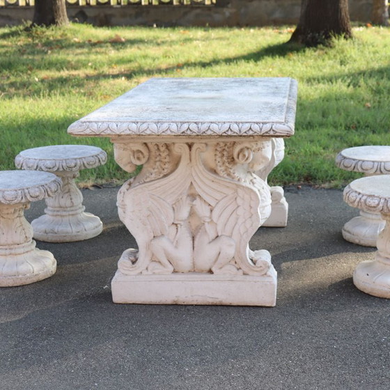 Tavolo da giardino e 4 sgabelli, Italia, inizio XX secolo – Set da giardino, Other (photo 5 of 15)