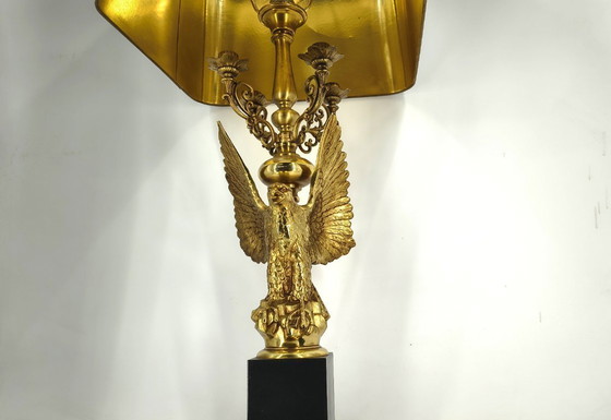 Image 1 of Empire style brass eagle table lamp by Lusterie Deknudt, 1970s