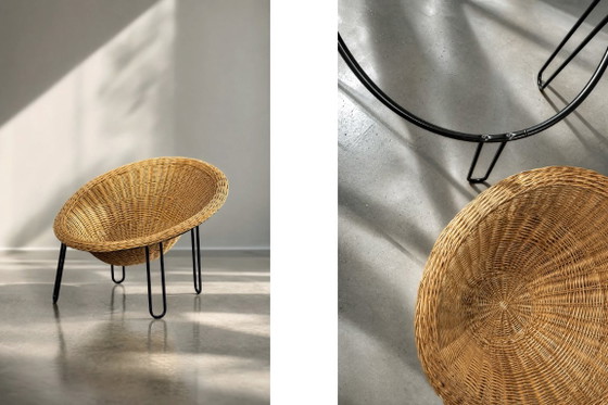 Sedia sferica vintage in rattan, stile moderno boho di metà secolo, italiana, anni '50. – Poltrone, Metal (photo 19 of 20)