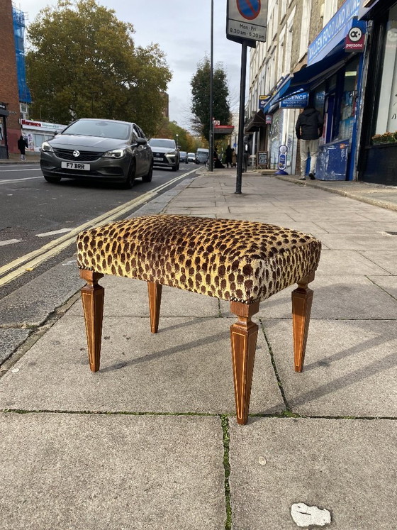 Image 1 of 1950s Paolo Buffa Stool In Silk Velvet Cheetah By Jim Thompson Seat Italy Restored And Upholstered