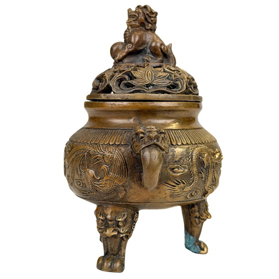 Quemador de Incienso Chino con Dragón, Fénix y Perro Fu – Estilo Xuande – Siglo XX – Objetos decorativos (photo 8 of 11)