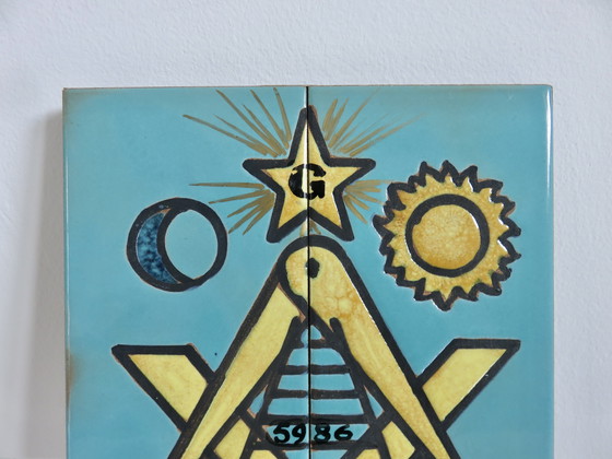 Image 1 of Carreau En Céramique, Ceramic Freemason, Franc Maçonnerie By Claude Vayssier, France, 1980