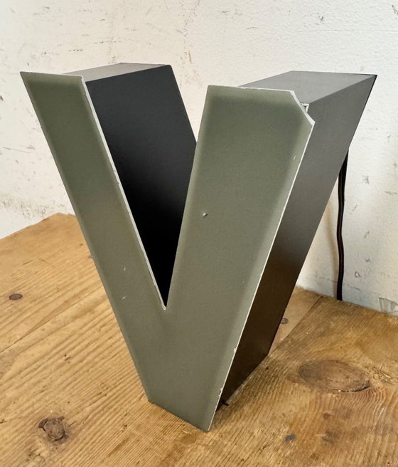 Image 1 of Vintage Grey Illuminated Letter V , 1970s