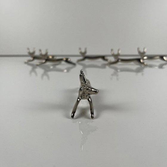 Set of 6 Metal Knife Rests, "Deer / Reindeer" model, 1980-90, Table accessories, Silver (photo 2 of 6)