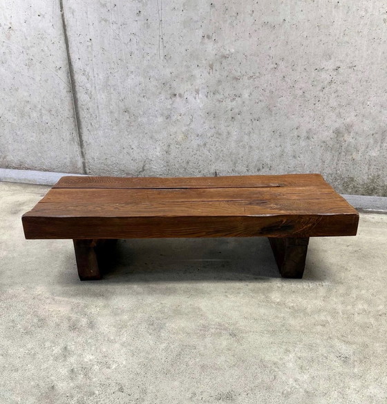 Image 1 of Tavolino da caffè brutalista in rovere massello Wabi-Sabi