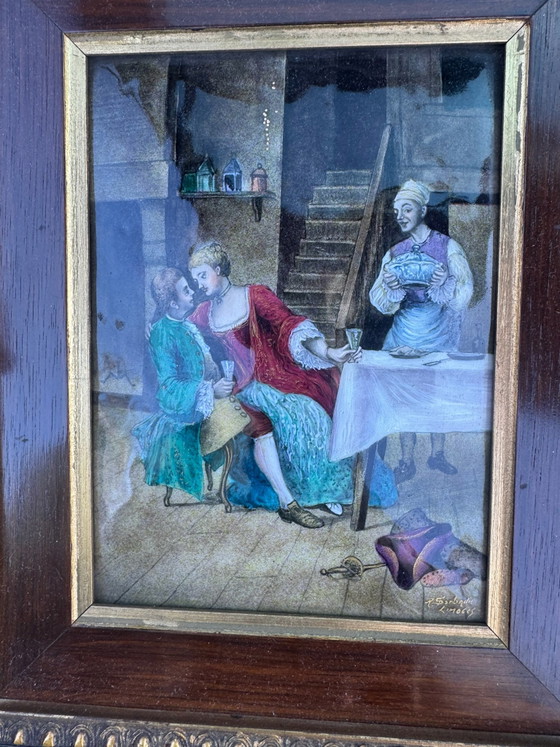 Quadro smaltato Art Limoges R.Sarlandie – Dipinti e disegni, Rame (photo 4 of 15)