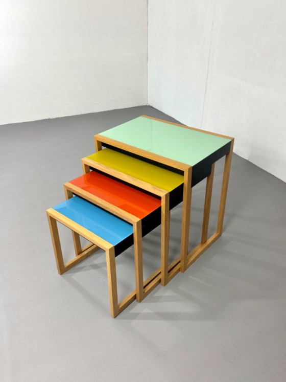 Bauhaus Nesting Tafels Josef Albers – Bijzettafels, Glass, Wood (photo 3 of 9)