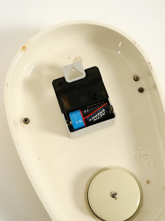 Image 1 of Beautiful battery-operated Mid-Century Modern wall clock by Mauthe with a glazed ceramic case