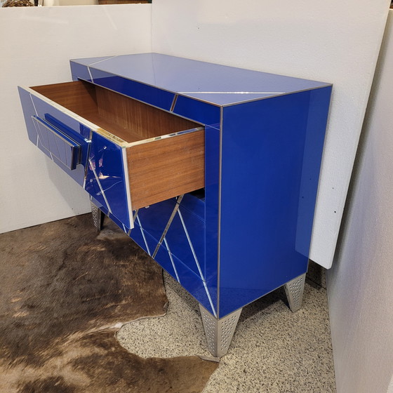 Image 1 of Cómoda en Cristal Azul, Estilo Art Déco, S. XXI