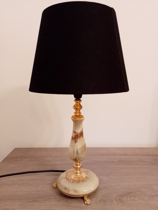 Vintage neoklassieke lamp in onyxbrons, volledig gerestaureerd.
