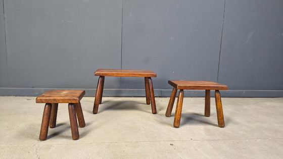 Image 1 of Vintage brutalistische bijzettafels uit de jaren 60.