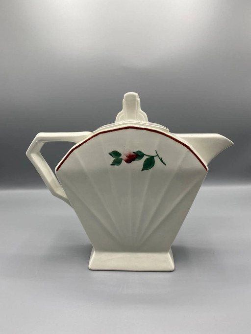 Ivory Porcelain Coffee Pot – Hand-Painted Rose Decor – Cambas Saint-Amand – decoratieve objecten, Art Deco (photo 2 of 6)