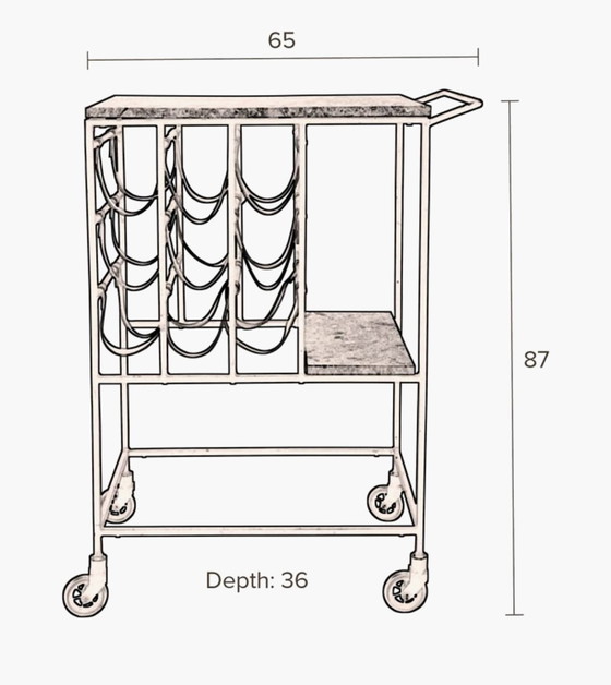 Image 1 of Servierwagen „Dutchbone Mil“ – Grüner Marmor – Design-Servierwagen