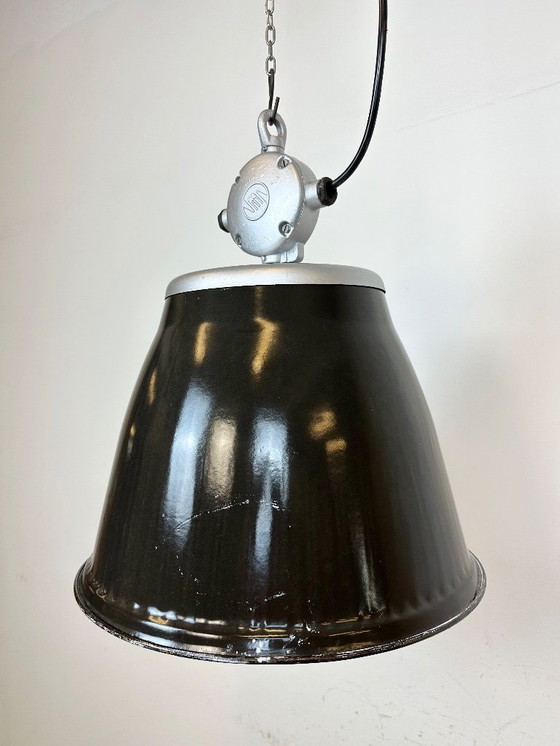 Image 1 of Industrial Black Enamel Factory Pendant Lamp, 1960s