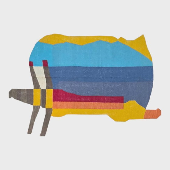 Wandteppich im Man-Ray-Stil mit Drehtürenmotiv | Handgewebt | Unikat (96 × 70 Zoll) – Teppiche & Läufer, Wool (photo 7 of 10)