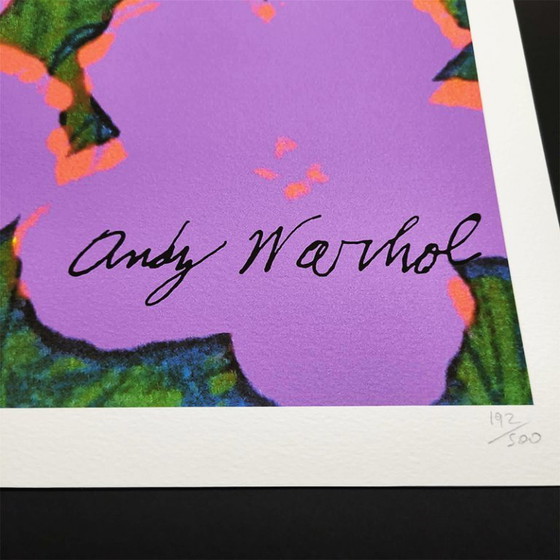 Image 1 of Lithographie en édition limitée « Fleurs » d'Andy Warhol par CMOA - 50 x 50 cm
