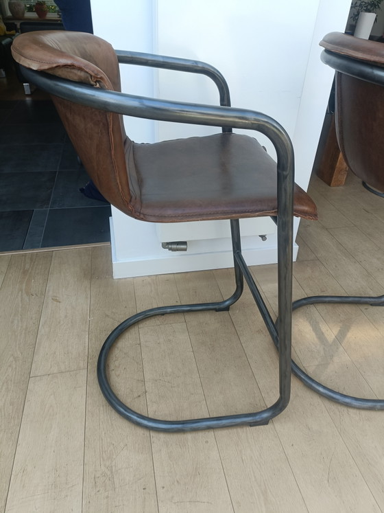 Image 1 of Tabourets de bar en cuir de chez Chiavari