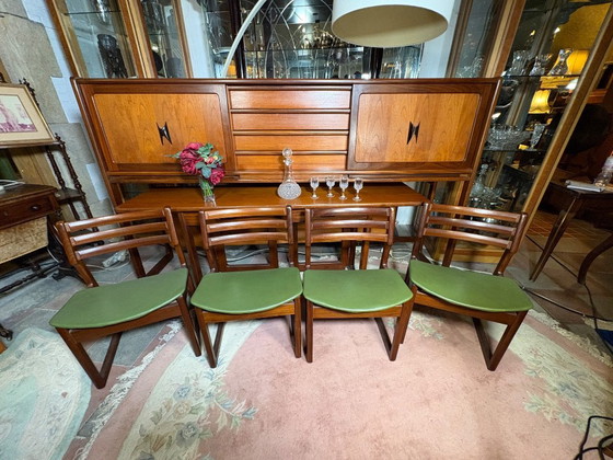 Image 1 of Mid Century Vintage Teak Dining Room Set by Elliotts of Newbury Circa 1960  A very rare and exceptionally stylish mid century mo