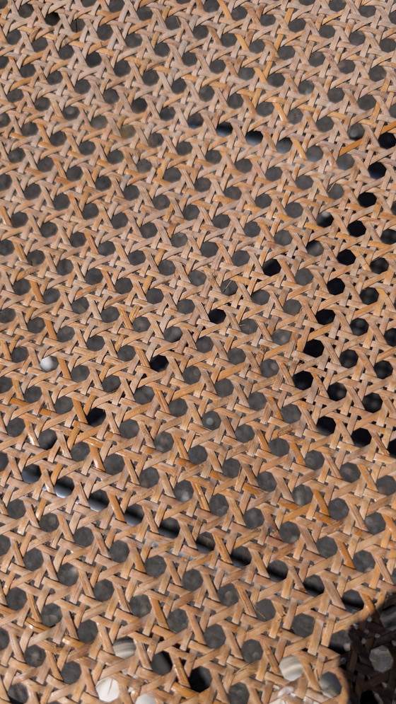 Image 1 of Chaise pliante cannée et acier chromé dans le goût de Castelli, Vintage