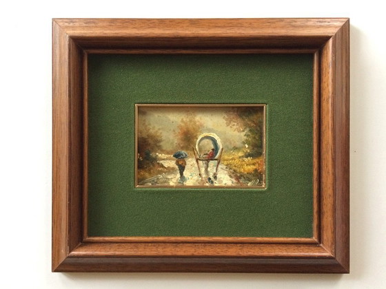 Image 1 of Olio su tavola: M. Ferran, "Paesaggio autunnale" (32 x 27)