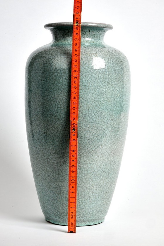 Image 1 of Raro jarrón de suelo de cerámica craquelada de gran tamaño para Karlsruhe Majolica