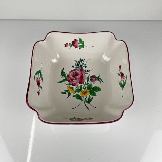 Vierkante Saladeschaal, Model Réverbère van KG Lunéville, Rozenpatroon – Servies, Ceramic (photo 2 of 7)