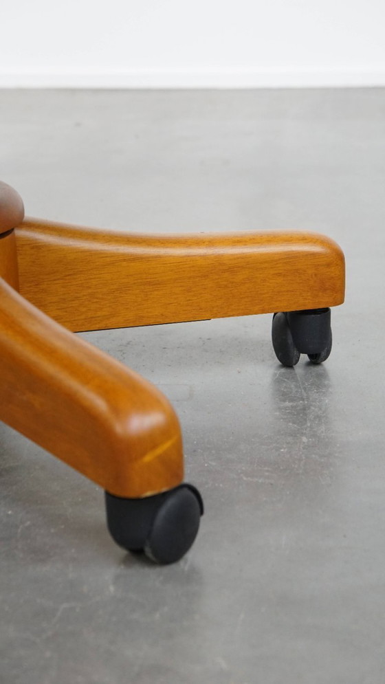 Image 1 of Sedia da ufficio Chesterfield classica e intramontabile, verde, realizzata in pelle di mucca su ruote