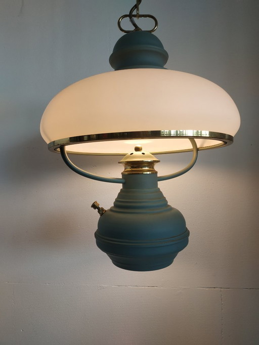 Gorgeous Retro/vintage (electric) mushroom 'oil lamp' ceiling lamp with 2 light sources