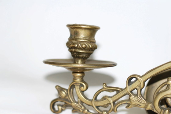 Image 1 of Jugendstil-Wandleuchter aus Messing, 1890er Jahre, 2er-Set