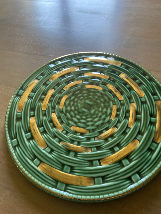 Image 1 of Plat et son couteau barbotine Sarreguemines