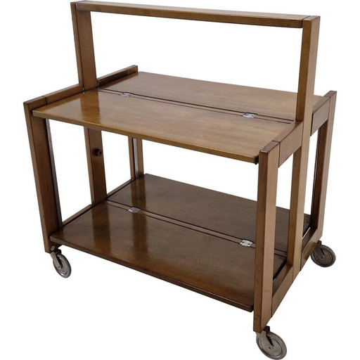 Carro plegable vintage de madera de Carrello Tobia para Ciatti, Italia 1960