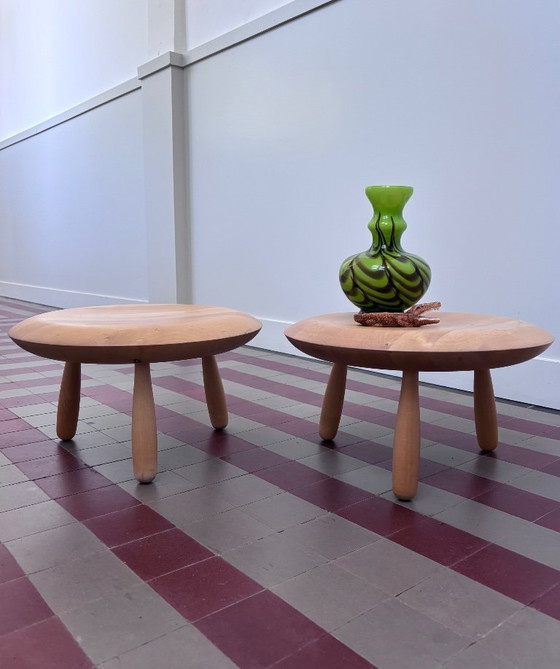 Image 1 of Ensemble - Table d'appoint/tabouret en bois postmoderne vintage "Karljohan" Par Christian Halleröd Pour Ikea Ps