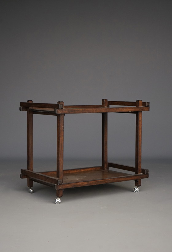 Image 1 of Chariot à thé moderniste en chêne. 1950s