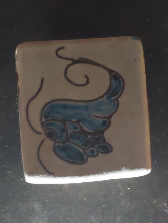 Image 1 of Pot bleu et vide-poche vert signés Alain Maunier années 50