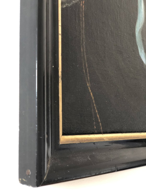 Image 1 of Portrait à l'huile ancien d'une dame hollandaise, XIXe siècle