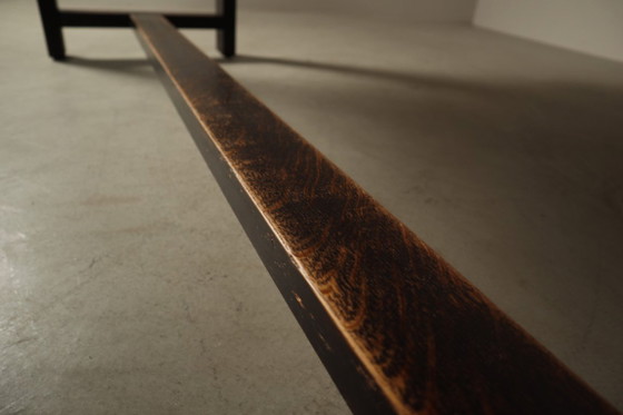 Table de salle à manger en chêne teinté foncé de Jean Batenburg pour MI, Belgique, vers 1969 (photo 7 of 15)