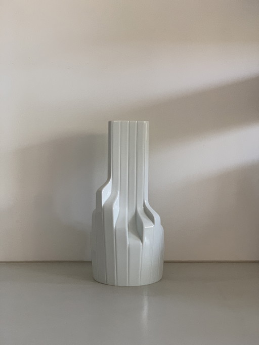 Zaha Hadid x Rosenthal Studio-Line: Sculpturale wit porseleinen 40cm vloervaas, architecturaal minimalisme