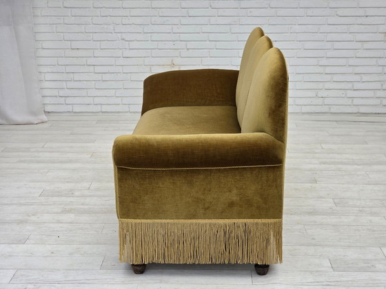 Image 1 of 1950s, 2 seater sofa/daybed, light green furniture velour, ash wood legs.