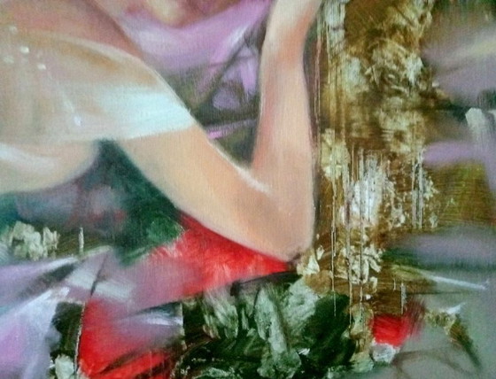 Original Oil Painting Abstract Figurative Girl Flowers Morning Symphony – Paintings & Drawings, Canvas (photo 8 of 13)