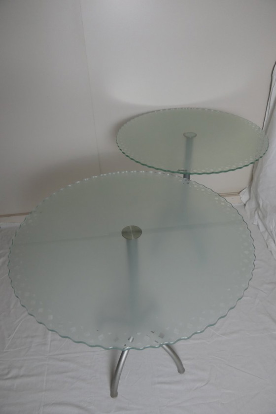 Image 1 of set vintage Italiaans design glazen tafels Rimadesio