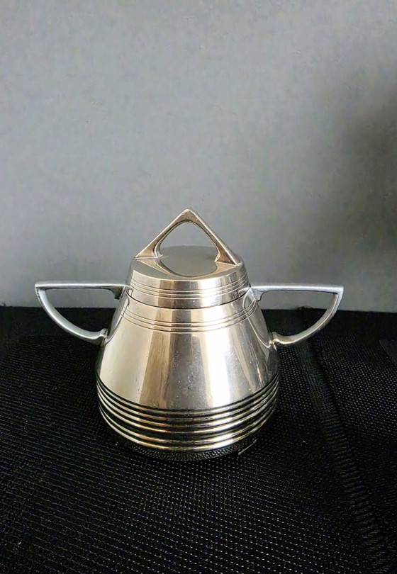 Art Deco milk jug with sugar bowl, HK&Co, Tableware, Metal, Silver (photo 12 of 12)
