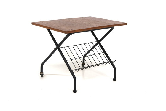 Stringbord Teak Beistelltisch, Schweden, 1950, Beistelltische, Metall, Scandinavian (Foto 5 von 5)