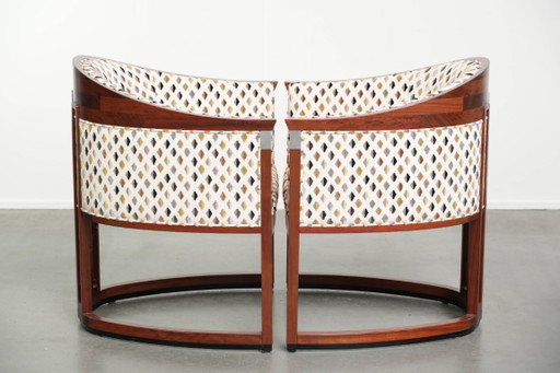 Unique Art Deco design Schuitema armchairs/occasional chairs from the Decoforma series with beautiful fabric upholstery.