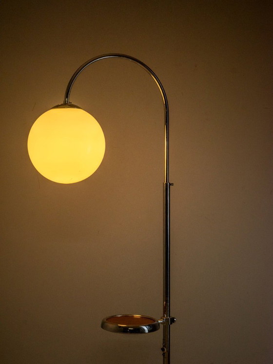 Image 1 of Functionalist Adjustable Chrome Floor Lamp, Czechoslovakia, 1930s