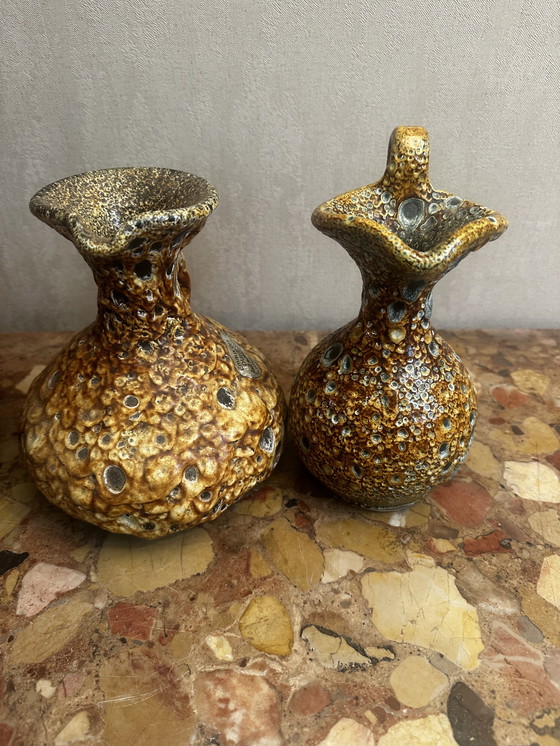 Image 1 of 4 60s Decorative Pitchers / Jugs - Honey Glazed Ceramic