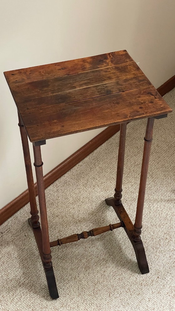 Image 1 of Antique Turned Wood Bedside Table