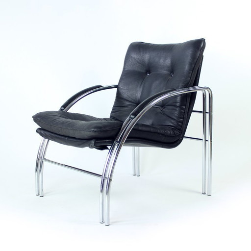 Chaise longue en chrome Mid Century de Viliam Chlebo pour Kodreta, Tchécoslovaquie, années 1980