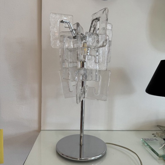 Vintage Murano Glass Table Lamp by Mazzega Carlo Nason, Chrome, 1970s (photo 6 of 13)
