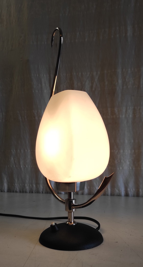 Image 1 of Arlus table lamp in brass and opaline glass - 1950s/60s