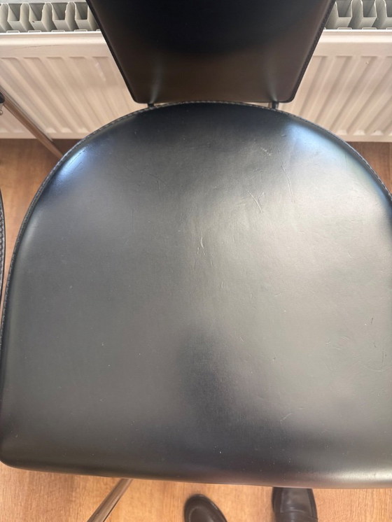 Image 1 of Dining Chairs in Black Leather by Giancarlo Vegni for Fasem, Italy, 1980s, Set of 4